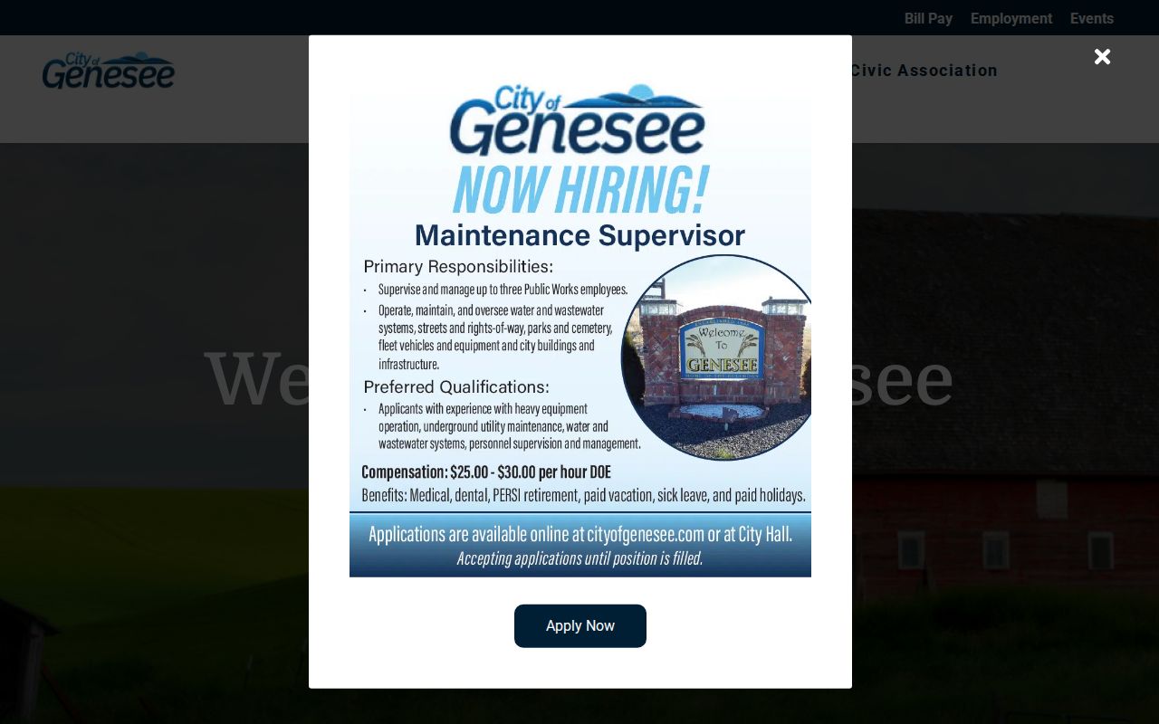 Official City of Genesee homepage