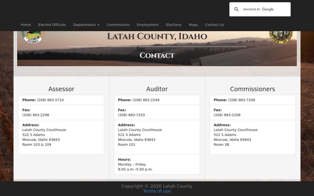 Latah County criminal history office contacts