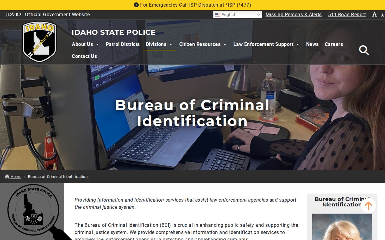 Latah County criminal history Idaho BCI repository