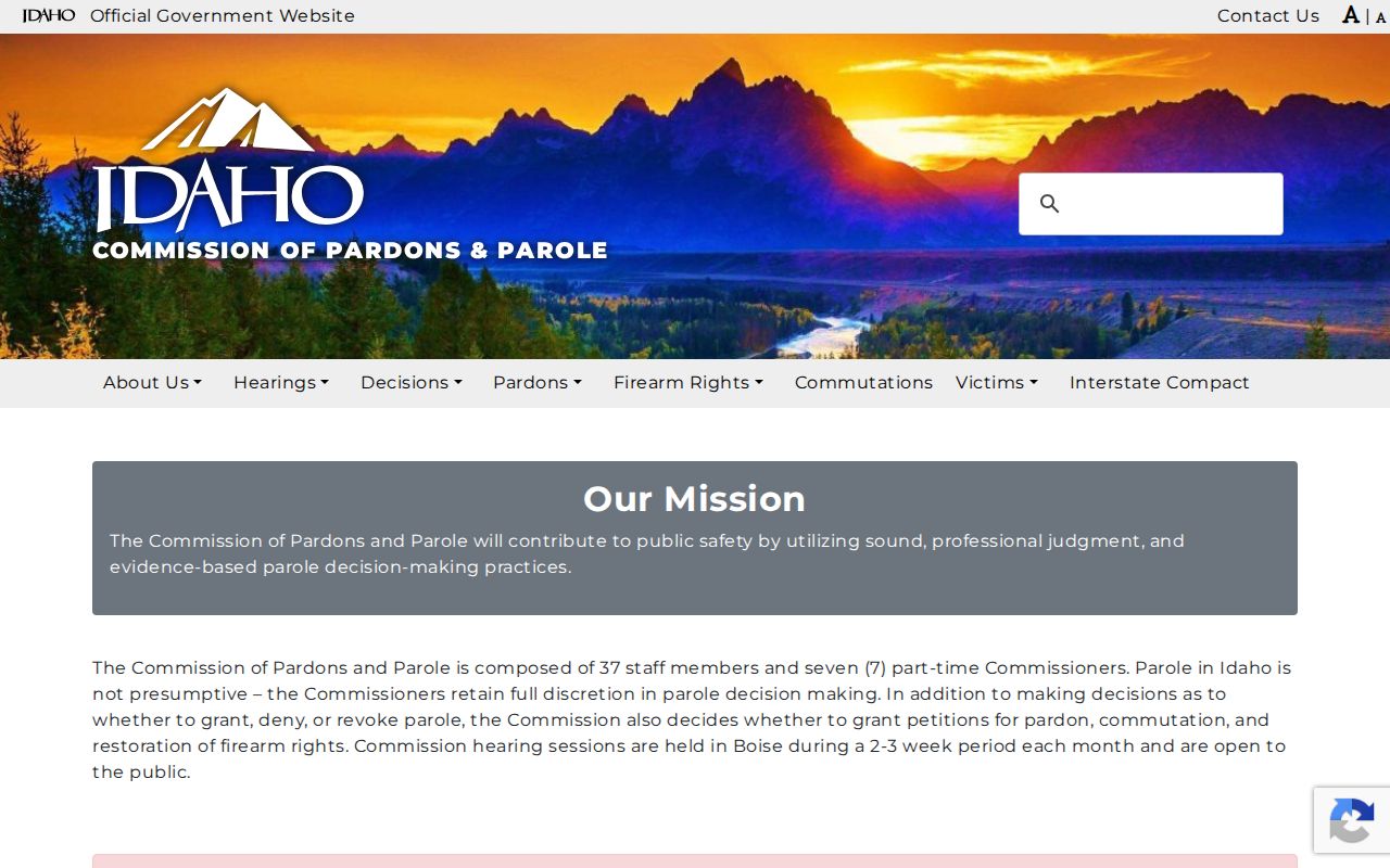 Latah County criminal history Idaho parole authority