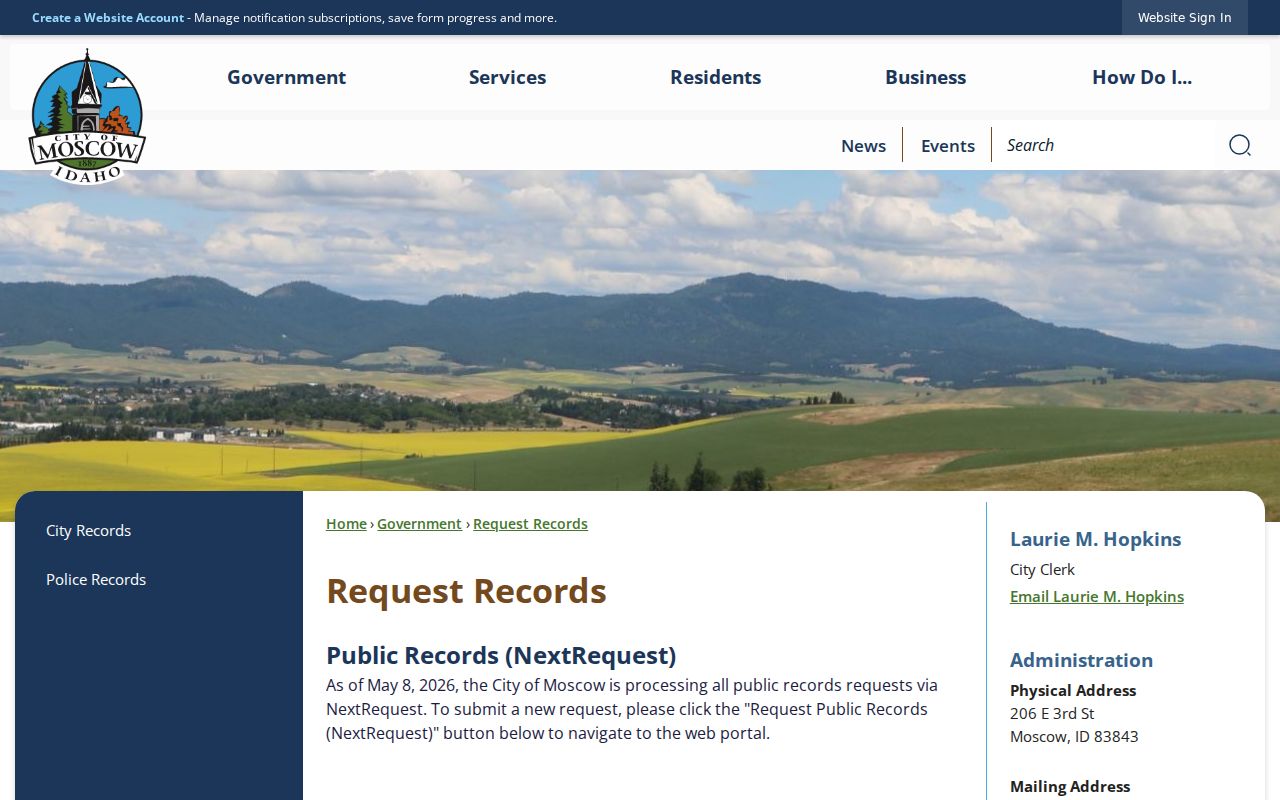 Moscow criminal records request through NextRequest