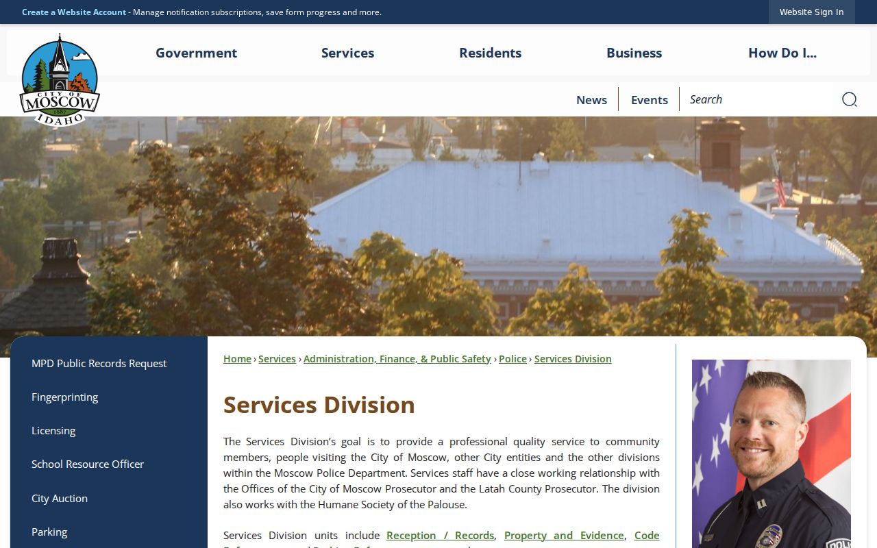 Moscow criminal records at the Police Services Division