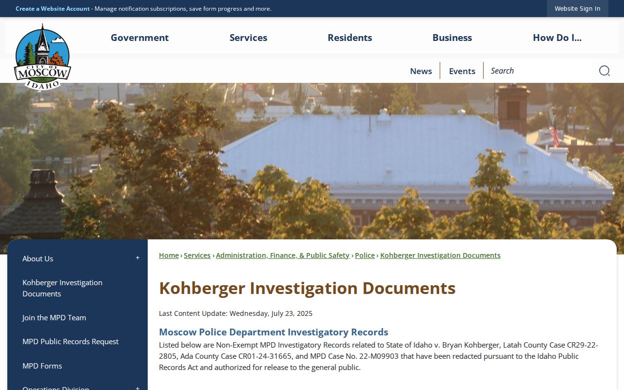Moscow released criminal investigation records archive