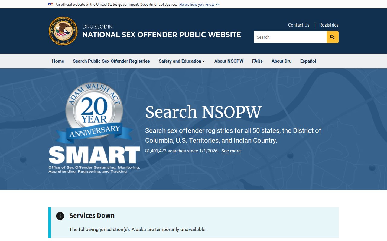 National sex offender lookup for Latah County border searches